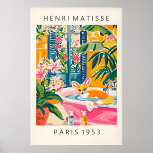 Fennec Vos in Badkuip Kunstprint Matisse Stijl Poster