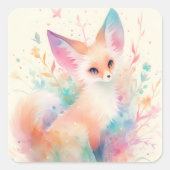 Fennec vos tussen pastelbloesems vierkante sticker (Voorkant)