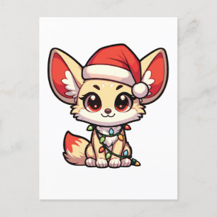 Fennec Vrolijk Kerstfeest Winter Dieren Schattige Feestdagenkaart