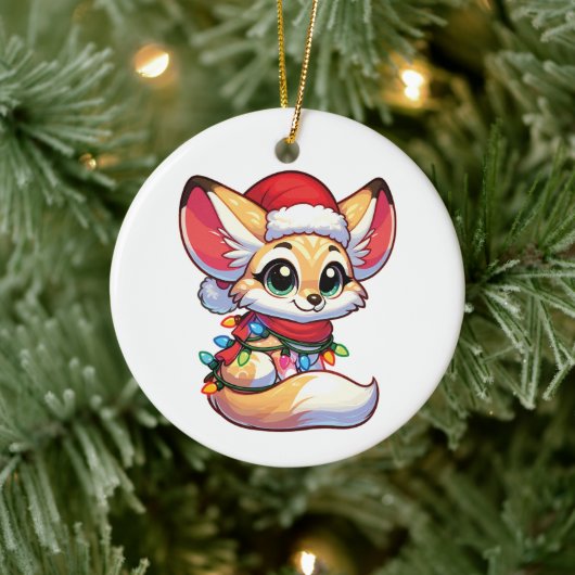 Fennec Vrolijk Kerstfeest Winter Dieren Schattige  Keramisch Ornament (Boom)