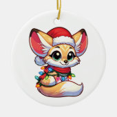 Fennec Vrolijk Kerstfeest Winter Dieren Schattige  Keramisch Ornament (Voorkant)
