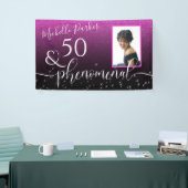 Fenomenal Modern Pink Glitter Birthday Foto Spandoek (Beurs)