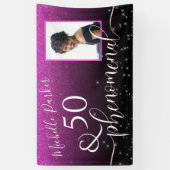 Fenomenal Modern Pink Glitter Birthday Foto Spandoek (Verticaal)