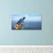 Fenomenale observatietelescoop met uitzicht van de canvas afdruk (Insitu (Houten vloer))