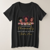 Fenomenale Vrouw Plus grootte V Hals T shirt (Design voorkant)