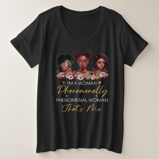 Fenomenale Vrouw Plus grootte V Hals T shirt (Design voorkant)