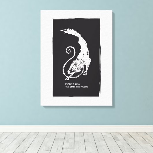 Fenrir Fenris is gratis hondenwandelende norse myt Canvas Afdruk (Insitu (Houten vloer))