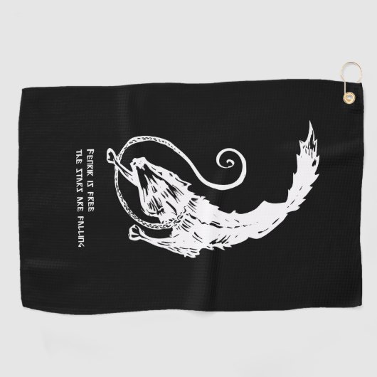 Fenrir Fenris is gratis hondenwandelende norse myt Golfhanddoek (Horizontaal)