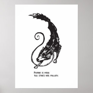 Fenrir Fenris is vrije hond viking noordse mytholo Poster
