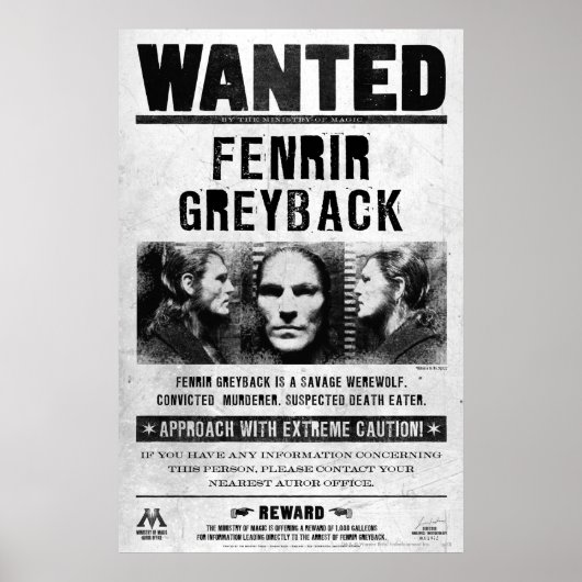 Fenrir Greyback Gezocht Poster (Voorkant)
