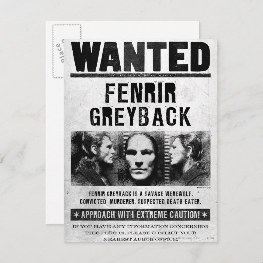 Fenrir Greyback Gezocht Poster Briefkaart (Voorkant / Achterkant)