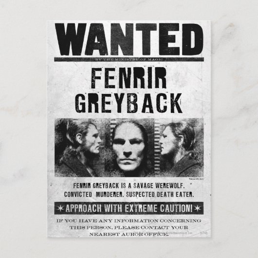 Fenrir Greyback Gezocht Poster Briefkaart (Voorkant)