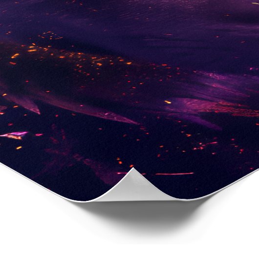 Fenrir Wolf Dark Neon Gothic Cyberpunk Gold Poster (Hoek)