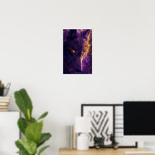 Fenrir Wolf Dark Neon Gothic Cyberpunk Gold Poster (Thuiskantoor)