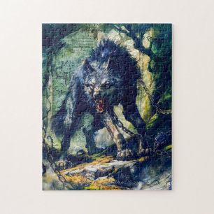 Fenrir Wolf Geboeid in Mystieke Scene Legpuzzel