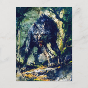 Fenrir Wolf Geketend in Mystieke Scene Feestdagenkaart
