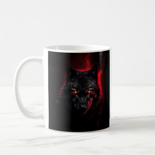 Fenrir - Zwarte wolf met rode ogen Koffiemok (Links)