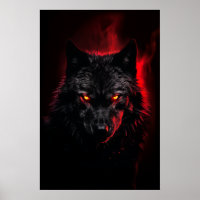 Fenrir - Zwarte wolf met rode ogen