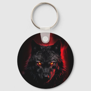 Fenrir - Zwarte wolf met rode ogen Sleutelhanger