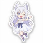 Fenrys Chibi Stijl Fanart Sticker (Voorkant)