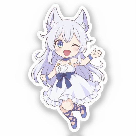 Fenrys Chibi Style Fanart Sticker (Voorkant)