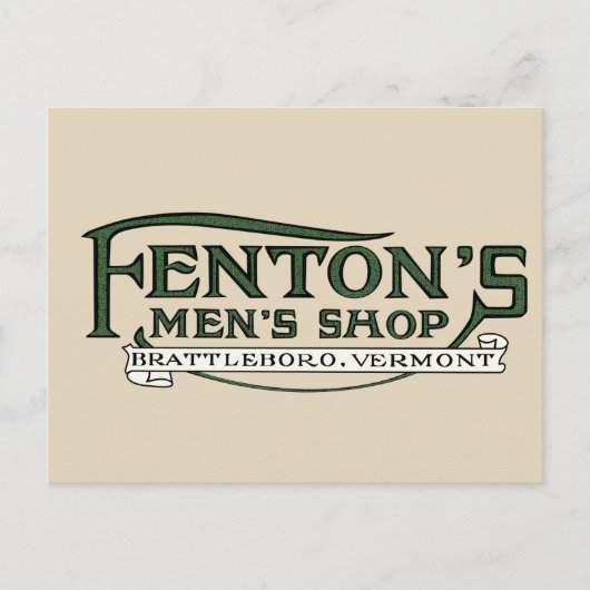 Fenton's Mannen Shop Brattleboro Briefkaart (Voorkant)