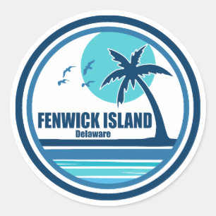 Fenwick Island Delaware Palmboom Vogels Ronde Sticker