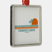 Fenwick Island Delaware Sun Palm Trees Metalen Ornament (Rechts)