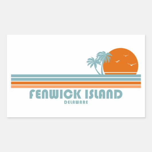 Fenwick Island Delaware Sun Palm Trees Rechthoekige Sticker (Voorkant)