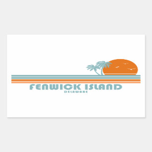 Fenwick Island Delaware Sun Palm Trees Rechthoekige Sticker