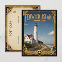 Fenwick Island Delaware Vintage Art Deco Gouden