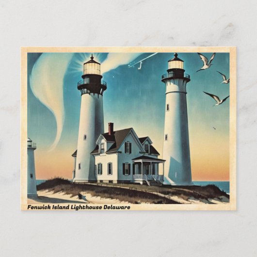 Fenwick Island Vuurtoren Delaware Vintage Reizen Briefkaart (Voorkant)