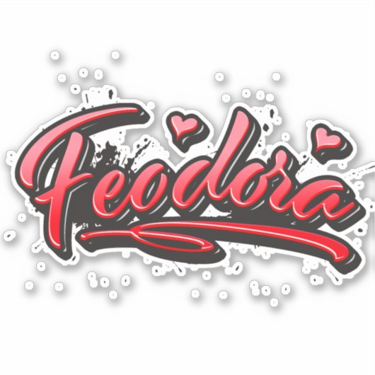 Feodora red Heart Graffiti Aufkleber Sticker (Voorkant)