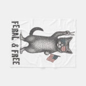 Feral & Gratis kat grappig 4 juli Fleece Deken (Voorkant (Horizontaal))