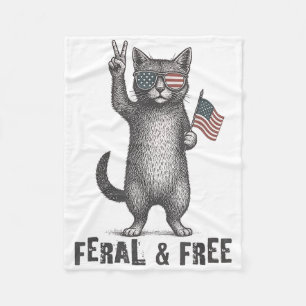 Feral &amp; Gratis kat grappig 4 juli Fleece Deken