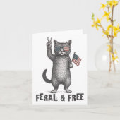Feral & Gratis kat grappig 4 juli Kaart (Gele Bloem)