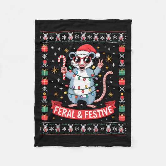 Feral And Festive Ossum Christmas Sweater  Fleece Deken (Voorkant)