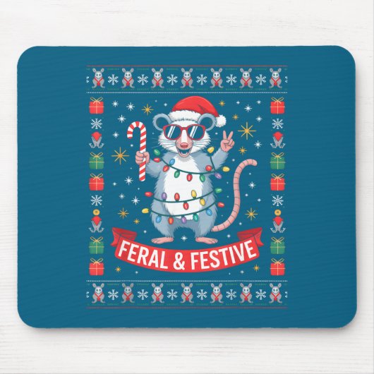 Feral And Festive Ossum Christmas Sweater  Muismat (Voorkant)