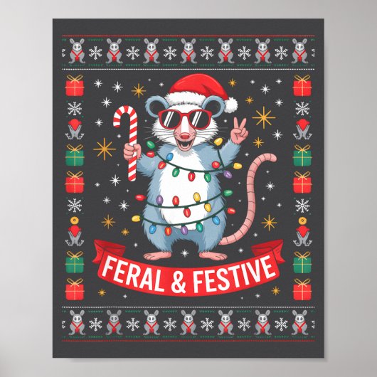 Feral And Festive Ossum Christmas Sweater Poster (Voorkant)