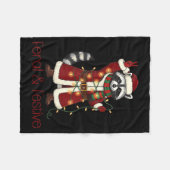 Feral And Festive Raccoon Funny Christmas  Fleece Deken (Voorkant (Horizontaal))