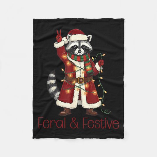 Feral And Festive Raccoon Funny Christmas  Fleece Deken (Voorkant)