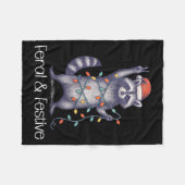 Feral And Festive Raccoon, Funny Christmas  Fleece Deken (Voorkant (Horizontaal))