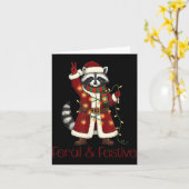 Feral And Festive Raccoon Funny Christmas Kaart (Gele Bloem)