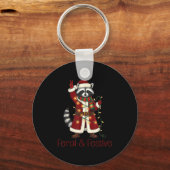 Feral And Festive Raccoon Funny Christmas  Sleutelhanger (Voorkant)