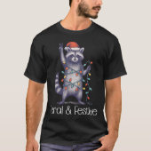 Feral And Festive Raccoon, Funny Christmas  T-shirt (Voorkant)