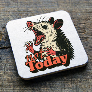 Feral Angry Possum niet vandaag typografie Kartonnen Onderzetters