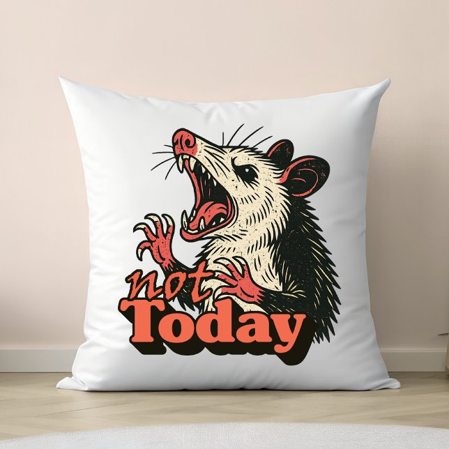 Feral Angry Possum niet vandaag typografie Kussen (Make a fierce statement with this feral possum design
)