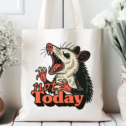 Feral Angry Possum niet vandaag typografie Tote Bag