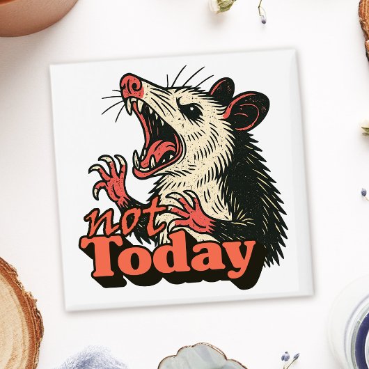 Feral Angry Possum Not Today Typography Magneet