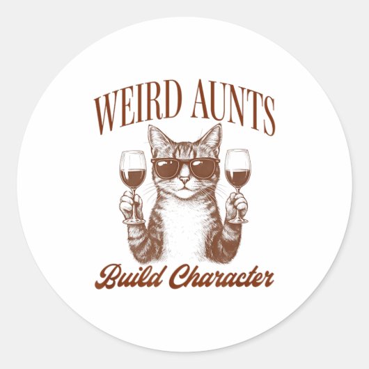 Feral Aunt Cat Lover Cat Auntie Weird Aunts Build  Ronde Sticker (Voorkant)